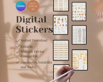 Paquete de pegatinas digitales de "Esa Chica" | Goodnotes | PNG editable de Canva