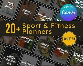 Planificadores de fitness (Paquete PLR/MRR), rastreador de pérdida de peso, planificador de yoga, rastreador de retos de bienestar, derechos de reventa