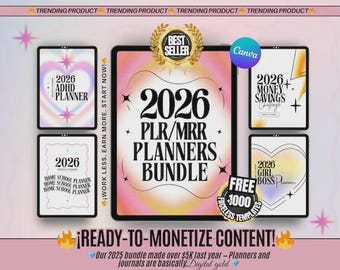 Empieza a vender hoy mismo: paquete de planificador PLR 2026 con 26 plantillas de Canva y derechos MRR.