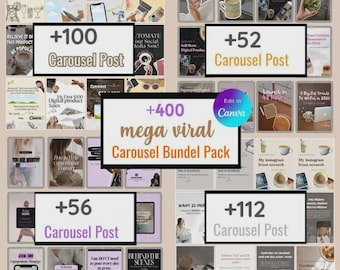 Más de 400 plantillas de carrusel sin rostro para Instagram — Editables en Canva (MRR/PLR) (Descarga digital)