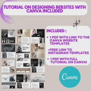 May include: A tutorial on designing websites with Canva, including website and Instagram templates. The image features the Canva logo and text that says "Tutorial on designing websites with Canva included."