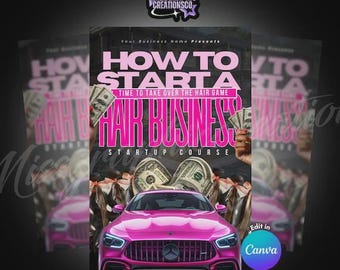 Plantilla de portada de libro electrónico sobre cómo iniciar un negocio de peluquería