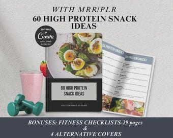 60 ideas de snacks ricos en proteínas – Plantilla de eBook de Canva