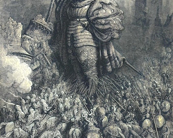 1854 by Gustave Doré Gargantua shocking the tree against the castle Painting Poster Digital File instant download
