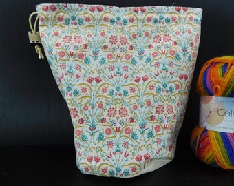 R/M/S/W Liberty fabric project bag for knitting/crochet/crafts