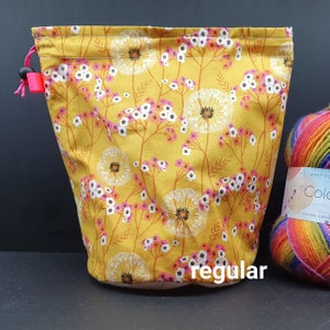 Regular size only Dandelion Clocks project bag for knitting/crochet/crafts