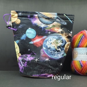 R/S Large planets project bag and dpn holder for knitting/crochet
