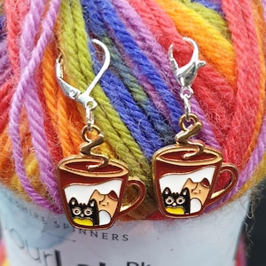 Catfee stitch marker, progress keeper, stitch saver for knitting and crochet