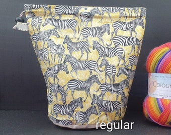 R/M/S/W Zebra project bag for knitting/crochet/crafts