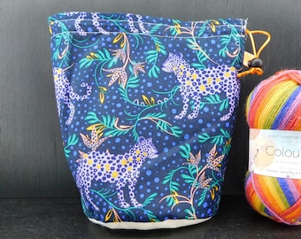 R/M/S Leopard spots project bag for knitting/crochet/crafts
