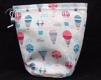 R/S/W Hot air balloons project bag for knitting crochet crafts