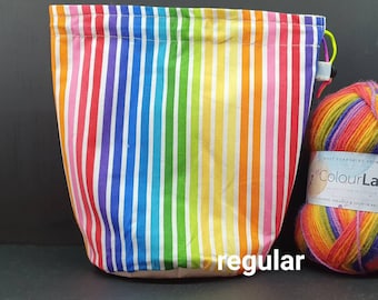 R/S/W Rainbow Stripe project bags for knitting crochet crafts