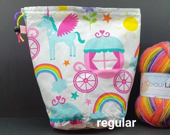 R/M/S/W Rainbows and Princesses project bags for knitting crochet crafts