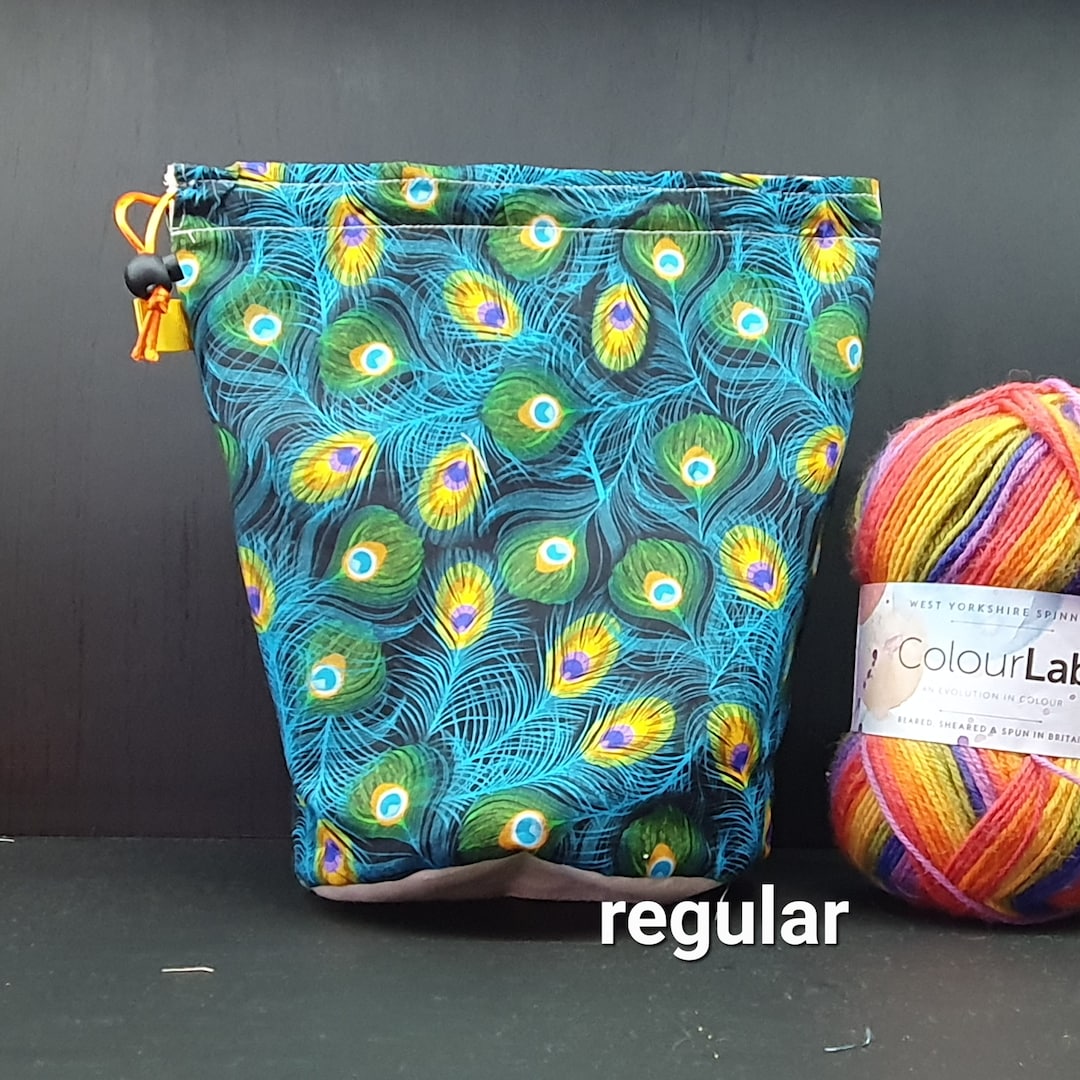 R/M/S/W/DPN 編み物/かぎ針編み/工芸品用の孔雀の羽プロジェクトバッグ