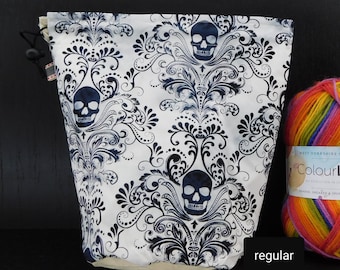 Torba projektowa z czaszką R/M/W Damask do robienia na drutach i szydełkowania