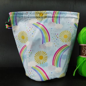 Bolsa de projeto R/M/S/W Sunshine and showers para tricô/crochê/artesanato