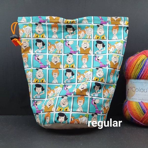 R/M/S/W/DPN Stone age family project bag for knitting/crochet/crafts