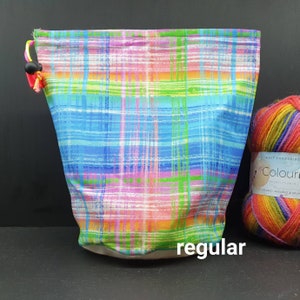 Normale Größe nur Fluoreszierende Plaid Projekttasche für Stricken/Häkeln/Basteln