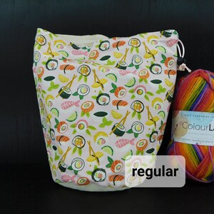 R/M/S/W/DPN Sushi project bag for knitting/crochet/crafts image 1