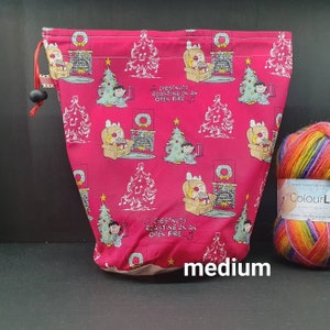 R/M/S/W/DPN Cartoon Dog Kerstprojecttas voor breien/haken/knutselen