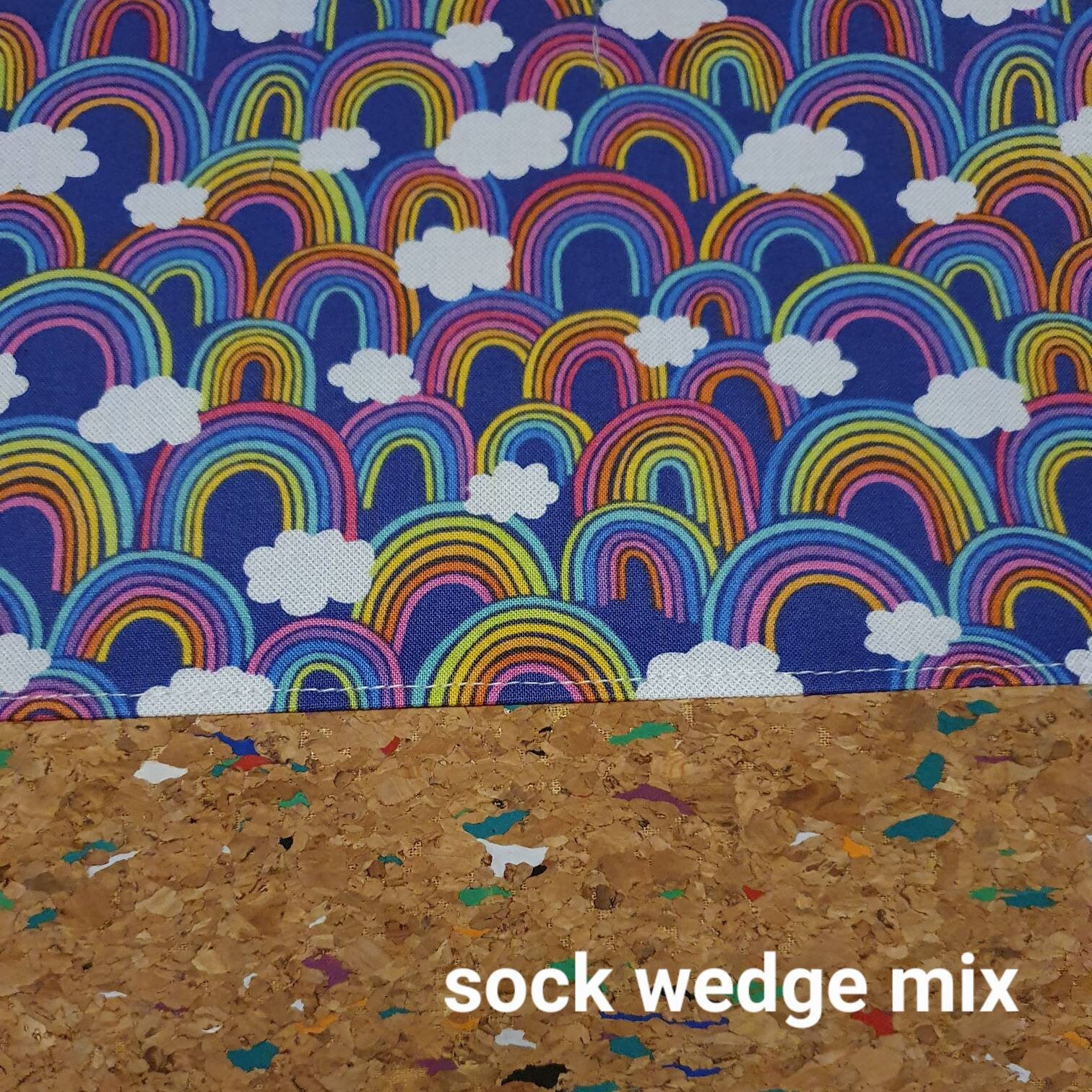 Sock wedge only Blue rainbows project bag for knitting/crochet/crafts