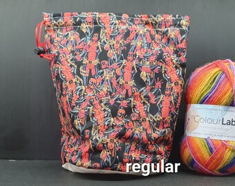 Regular only Deadp00l project bag for knitting/crochet/crafts