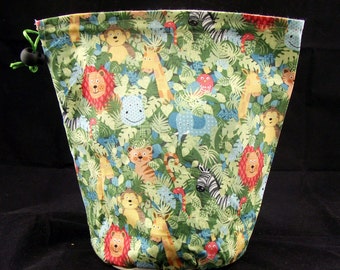 Regular size only. Jungle project bag for knitting crochet crafts