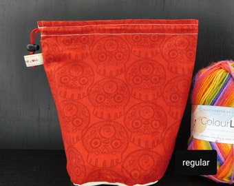 Regular size only Red Skulls project bags for knitting crochet crafts storage