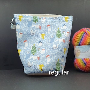 R/M/S Christmas Cats project bag for knitting/crochet/crafts