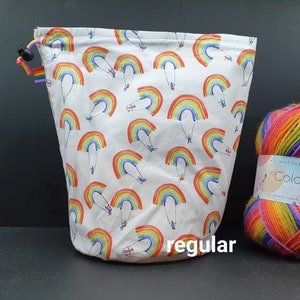 Bolsa de projeto Rainbow Swings apenas tamanho normal para tricô/crochê/artesanato