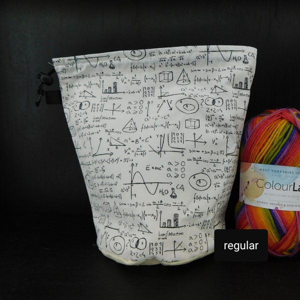 R/S/DPN Mathematical Equations project bag for knitting/crochet/crafts