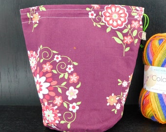 Regular size only. Floral project bag for knitting crochet crafts