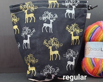 R/M/S Metallic Stags project bags for knitting crochet crafts