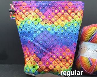 R/M/S/W/DPN Rainbow project bag for knitting/crochet/crafts
