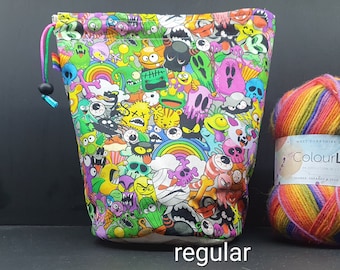 R/M/S/W/DPN Crazy Creatures project bag for knitting/crochet/crafts