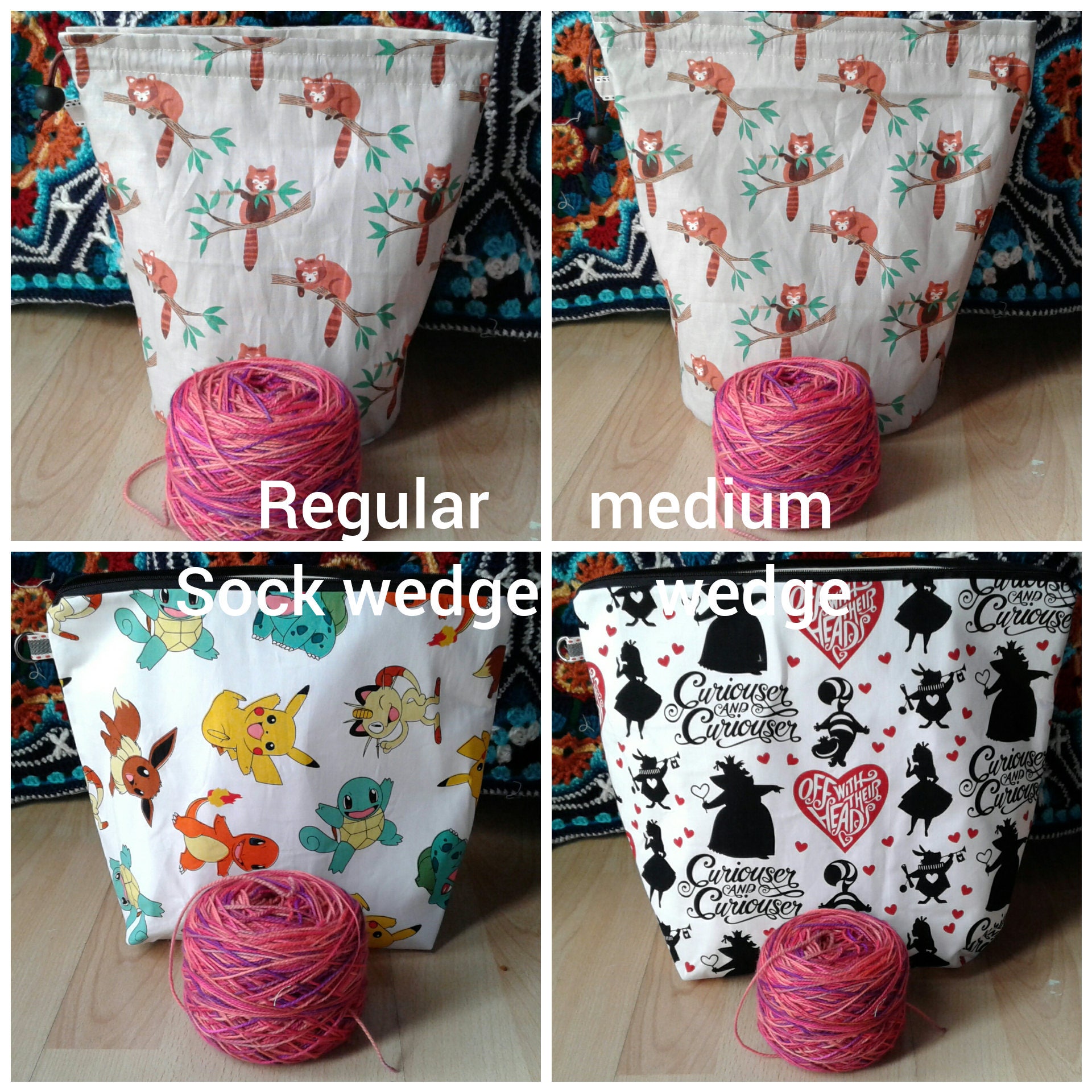 R/S/W Rainbow Stripe Project Bags for Knitting Crochet