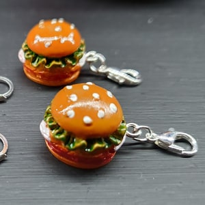 Burger stitch marker, progress keeper, stitch saver for knitting and crochet