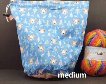 R/M/S/W Blue Bears project bag for knitting/crochet/crafts