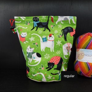 S/DPN Christmas Cats project bag for knitting/crochet/crafts