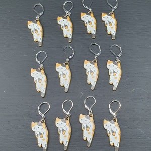 Cat stitch marker, progress keeper, stitch saver for knitting and crochet