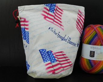 Regular size only The Star Spangled Banner project bag storage for knitting crochet crafts