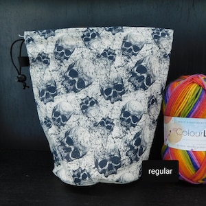 R/M/S/W/DPN Skull project bag for knitting/crochet/crafts