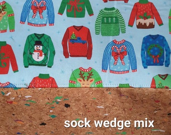 Sock wedge mix Christmas jumpers project bag for knitting/crochet/crafts