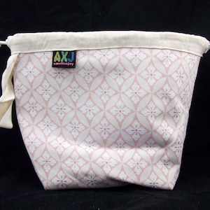 Pink pattern project bag for knitting crochet crafts