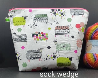 Sock wedge only Sheep in jumpers project bag for knitting/crochet/crafts