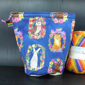 R/M/S Forest friends wood ring project bag for knitting/crochet/crafts