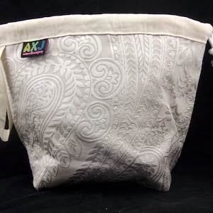 Paisley heavy duty canvas project bag for knitting crochet crafts