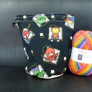 Regular size only Heroes project bags for knitting crochet crafts storage