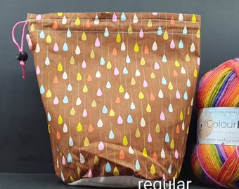 R/M/S/W Rain drops project bag for knitting/crochet/crafts