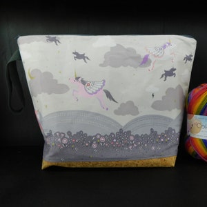 Flying unicorns zip wedge knitting/crochet/crafts project bag
